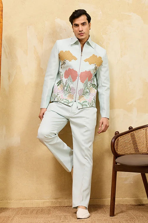 Premium Sky Bomber Jacket And Pant Combo For Mens Wear