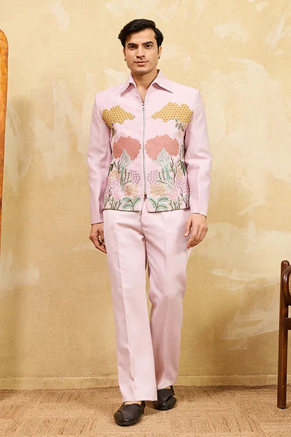 Mens Wear Special Pink Velvet Bomber Jacket Set