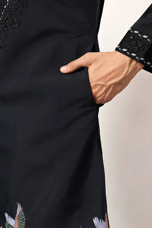 Mens Wear Luxury Navy Blue Kurta With Dupatta Collection