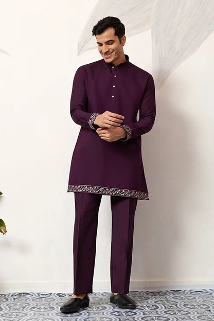 Premium Purple Koti Kurta Pajama for Wedding Wear