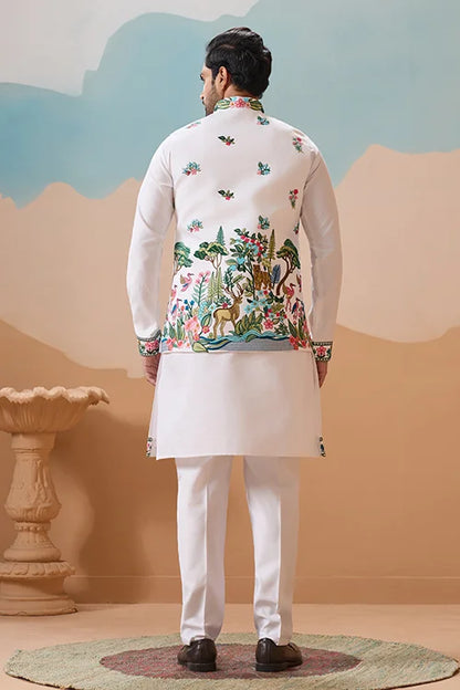 Vantara Style Premium White Mens Wear Koti Kurta Collection