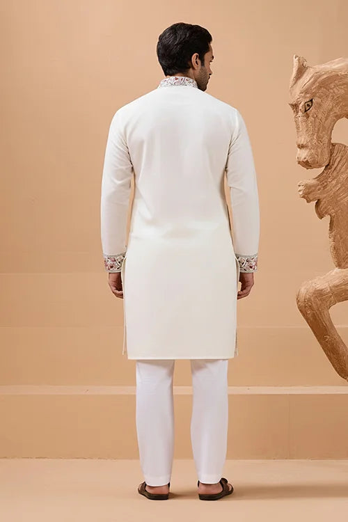 Vibrant Look White Kurta Dupatta Set for Mens Wear