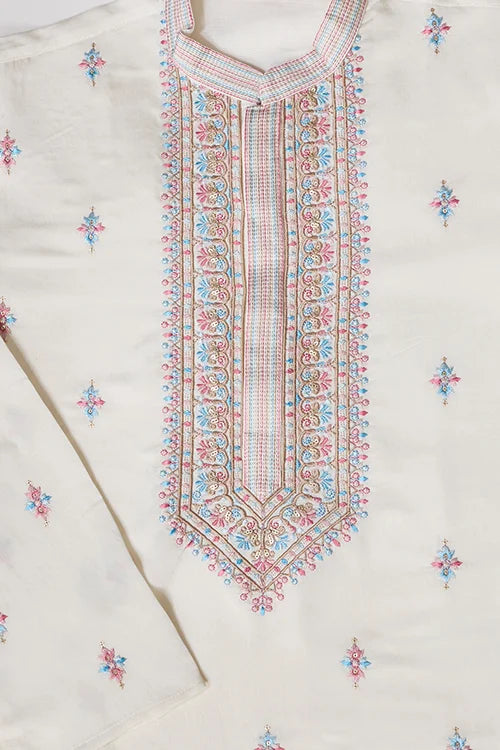 Ethnic White Embroidered Koti Kurta Set for Men