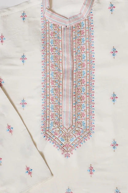 Ethnic White Embroidered Koti Kurta Set for Men