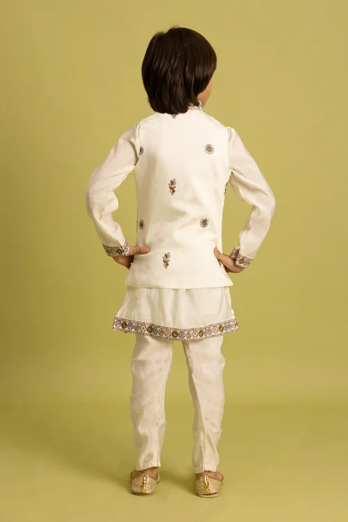 Elegant White Koti Kurta Set for Boys 6 to 12 Year