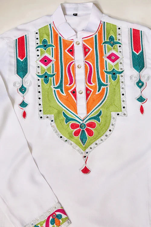 White Traditional Designer Festival Wear Kurta for Men