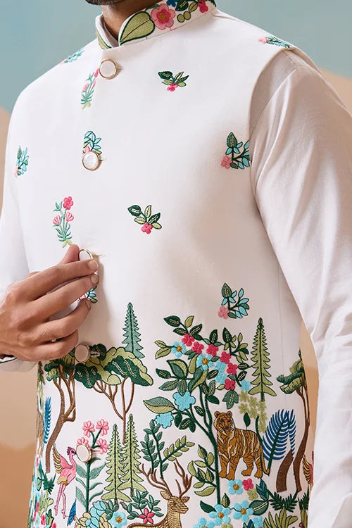 Vantara Style Premium White Mens Wear Koti Kurta Collection