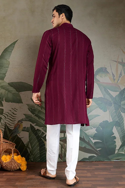 Designer Purple Men Kurta and Dupatta for Weddings