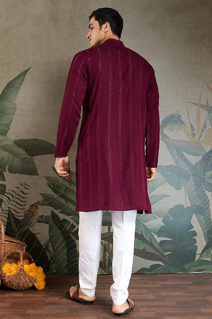 Designer Purple Men Kurta and Dupatta for Weddings
