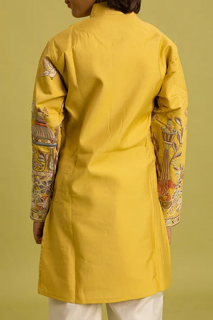 Vantara Style Yellow Kids Kurta Pajama Outfit